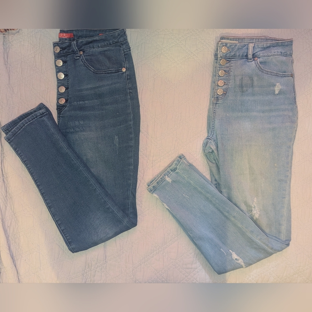 2for1 Blue Skinny Jeans with Distressed Look